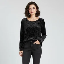 Simply Vera Wang Velvet Burnout Top L Whimsigoth Witchy Dark Romance Boho Fairy