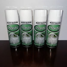 Lot 4x Rust-Oleum Specialty White Direct-To-Plastic Spray Paint No Primer Needed