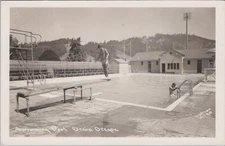 Swimming Pool Drain Oregon OR Diving Board Spectator Stands RPPC Postcard