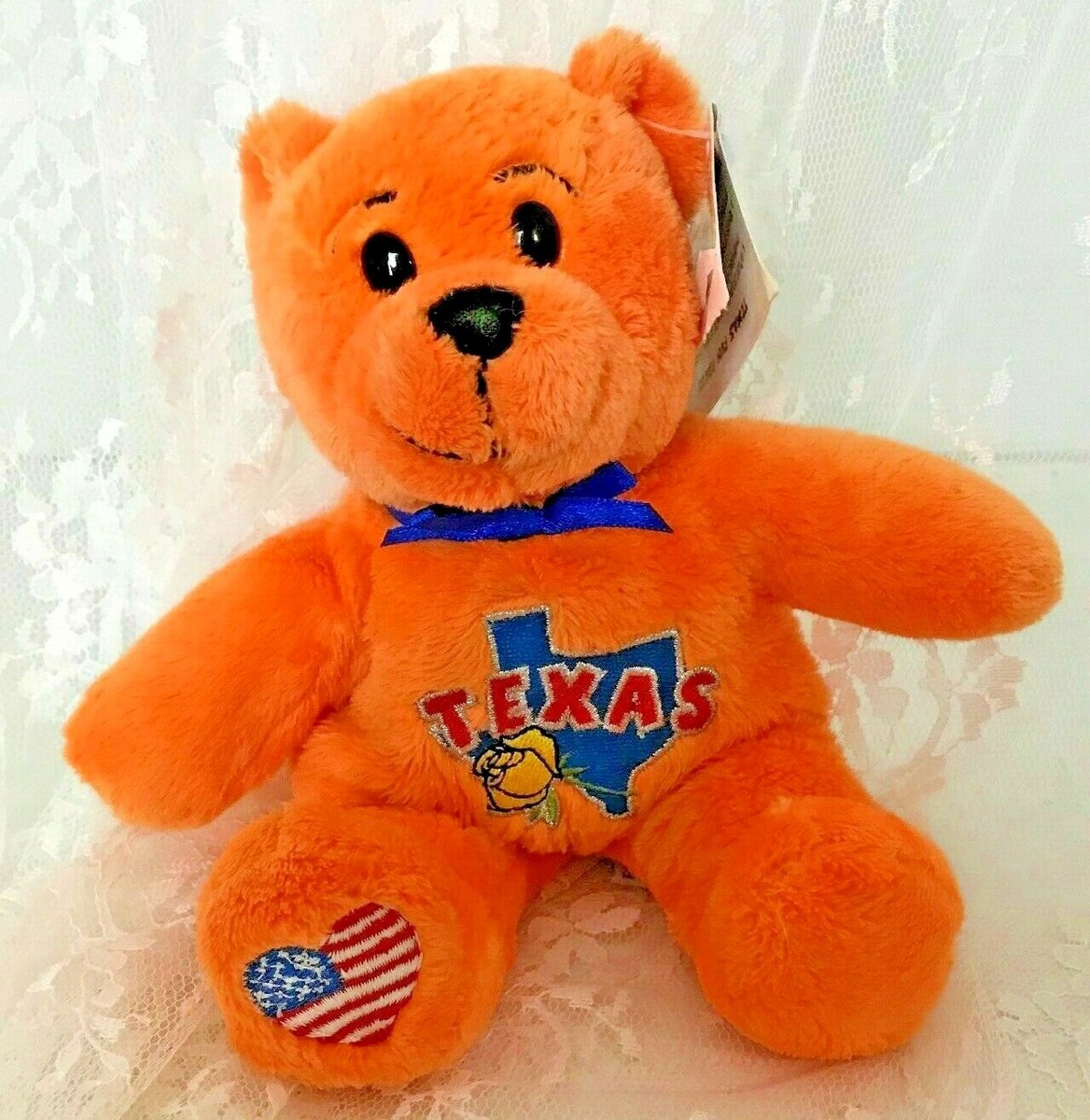 Symbolz Bean Bag Bottom Bear Texas Yellow Rose Teddy Bear 8