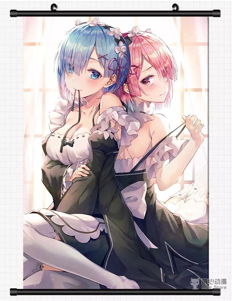 Hot Japan Anime Re:Zero kara Hajimeru Isekai Seikatsu Rem Ram Poster Wall  Scroll