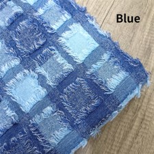 Kariert Gerissenes Denim Hut Stoff Fransen Quasten für Kissen Kleidung Nähen