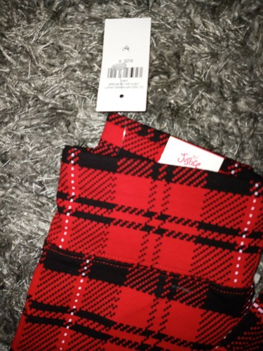 Girls justice full length legging size 6 new red/black buffalo plaid - Picture 2 of 2