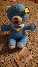 Sammeln Steiff Bär mit Knopf im Ohr / Alete - blau - 22 cm lang - OVP