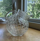 Hazel Atlas Ball Pitcher Diamond Thumbprint Clear Glass  40-42  Oz Depression