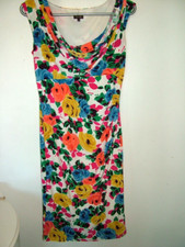 White Multi floral Dress 10 Phase Eight, calf length, sleeveless, lined, vgc