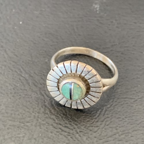 Womens Green Turquoise Navajo Inlay Ring Size 6.5 11205 - Picture 11 of 12