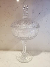 Vintage Crystal Candy Jar Bowl With Lid -  13" 