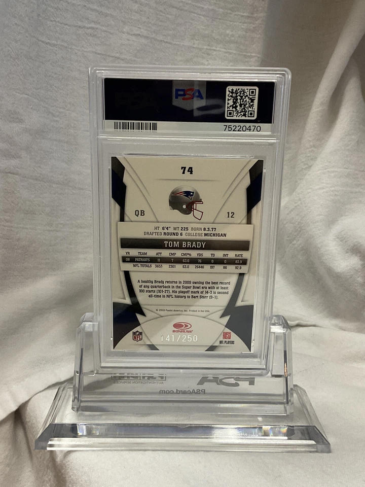 2009 Donruss Certified Tom Brady Mirror Red #74 PSA NM-MT+ 8.5.  LE /250 - Image 2 of 2