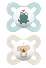 Image of MAM Start 0-2 months Orthodontic 2Pk Dummy Soothers Frog / Koala with case