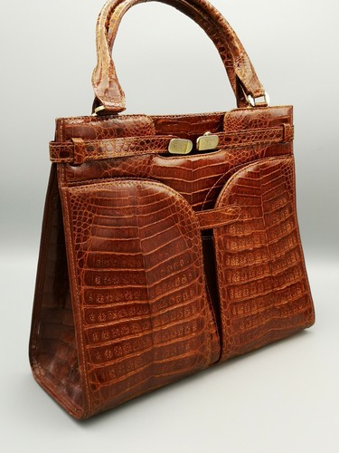BORSA PELLE COCCODRILLO MARRONE - MODELLO TIPO HERMES | eBay