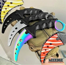7.5" METAL BLADE TRAINING KARAMBIT Fixed Blade Knife with DULL EDGE