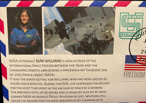 NASA SUNI WILLIAMS SPACE COVER-MOST TIME IN VACUUM OF SPACE BY WOMAN JAN 30 2025 - Picture 2 of 5
