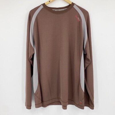 Aigle Actimum Mens Long Sleeve Athletic Crew Pullover Shirt Brown Gray Sz XXL