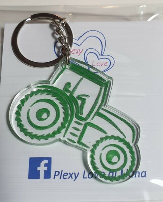 Portachiavi trattore agricolo in sacchetto regalo nero organza
