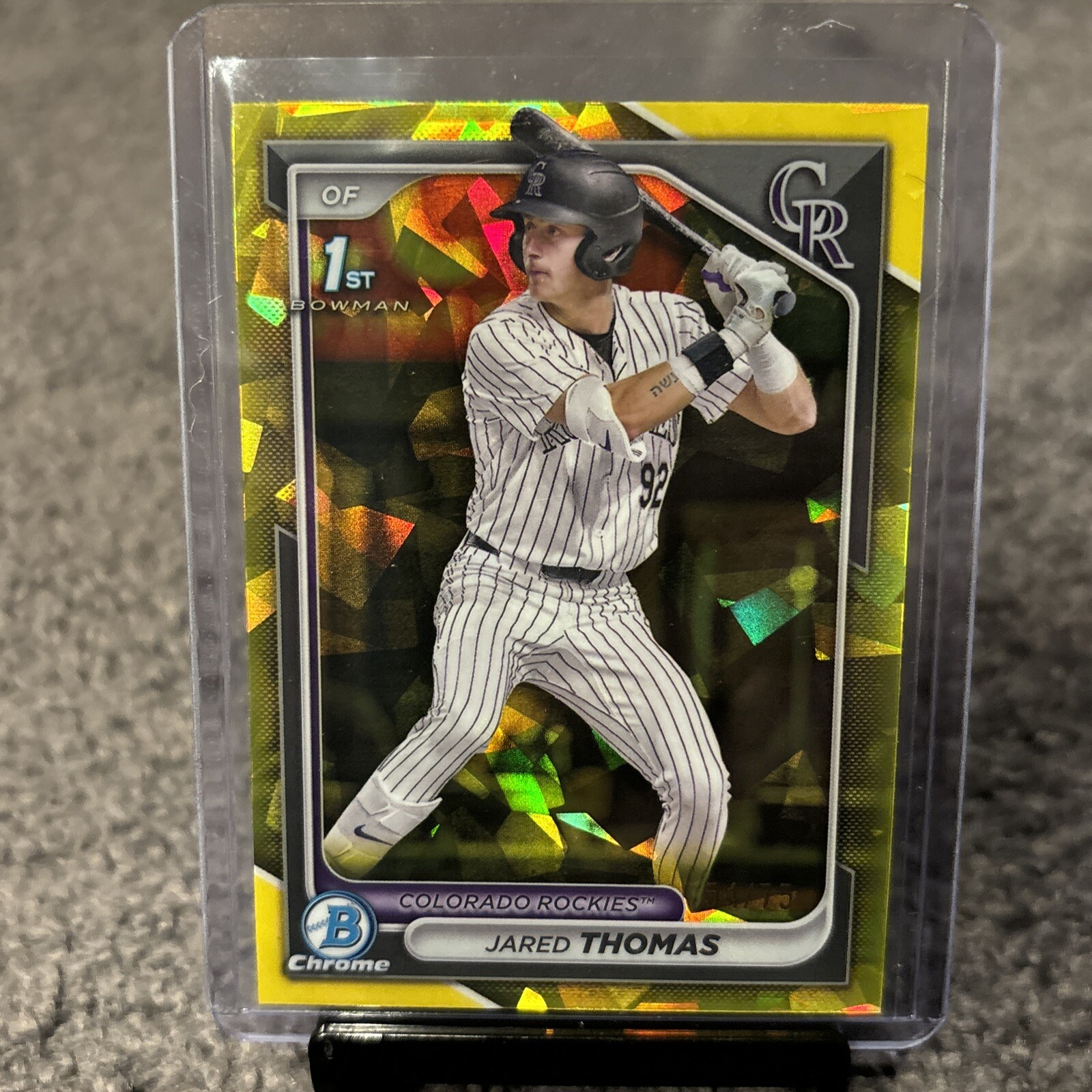 2024 Bowman Chrome Draft Sapphire Yellow Refractor Jared Thomas #BDC-11 54/75