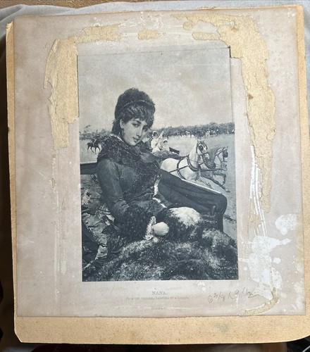 1880s Italian Print NANA By M Lovatti Antique Come Hither Look Carriage Horses - Picture 7 of 19