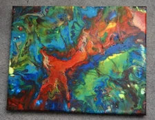 Original Art Abstract Acrylic Painting on Canvas 11" x 14" Wall Decoration