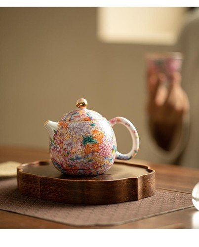 Tetera Cerámica 250 Ml Moderna Flor Sólida Multicolor Fácil de Llenar Café Pequeño - Imagen 14 de 26