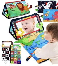 Tummy Time Mirror Toys for Baby 0-6 6-12 Months High Contrast Infant Toys with 