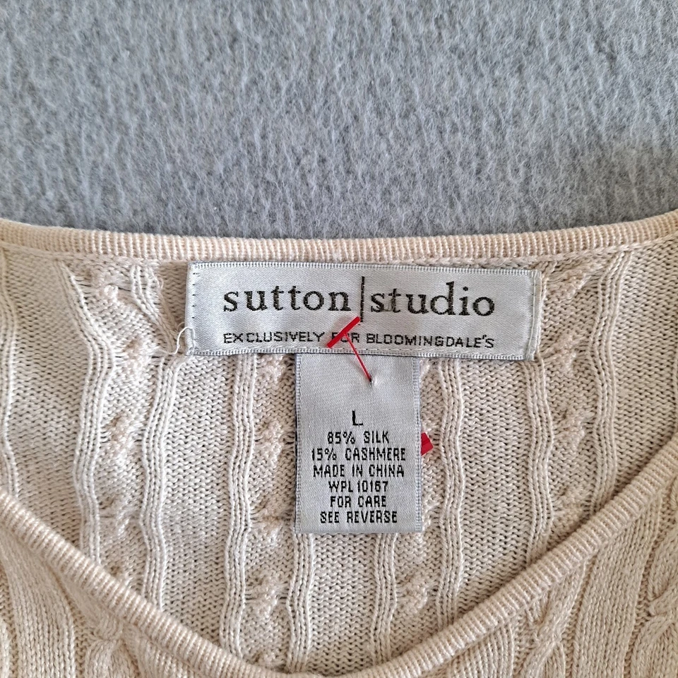 Vtg Sutton Studio Sweater Women Large Silk Cashmere Academia Old Money Capsule - Image 3 of 4