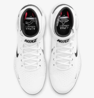 Nike Alpha Huarache Elite 3 Mid White Black Baseball Cleats  display picture 3