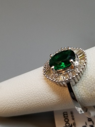 1.49 CT LAB CREATED EMERALD & BAGUETTE DIAMOND 18KT SOLID WHITE GOLD RING SZ 6.5 - Picture 10 of 19