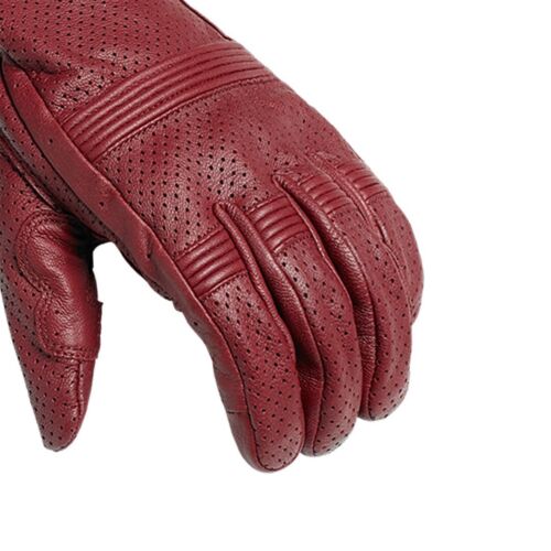 Triumph Cali Perforated Burgundy Leather Motorcycle Gloves MGVS2208-205 Large - Bild 2 von 4