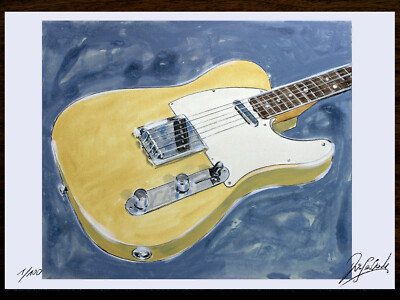 Original Kunst Grafik ''FENDER TELECASTER'' Grafik Grafica Gráfico signiert lim.