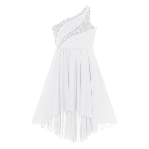 Girls One Shoulder Bridesmaid Dress Chiffon Sleeveless Long Maxi Wedding Party - Picture 99 of 110