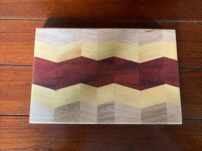 Handcrafted Cutting/Charcuterie Board. Padauk, Yellow Heart & Birds Eye Maple