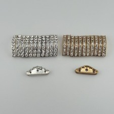 24pc Swarovski Crystal Rhinestone 22x8mm 3 Hole Bridge Bead Gold and Silver Tone