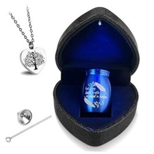 Small Urns for Human Ashes Keepsake with Heart Box w/Light - Memorial Urn Blue