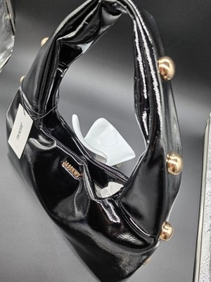 Jason Wu Black Satchel Top Handle Bag Gold Tone Studs Zip Closure
