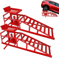 2-pack 5 Ton Low Profile Hydraulic Car Ramps W Built-in Jack Adjustable Vehicle