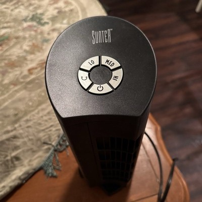 SUNTEA Tower Fan Black Corded Push Button Control 3 Speeds Plastic Floor
