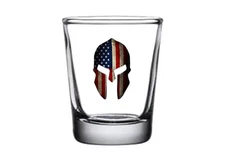 Rogue River Tactical Spartan Helmet USA Flag Tattered Shot Glass Gift For Mil...