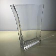 Clear Thick Glass Rectangle Flared Vase Home Decor Table Shelf Accent 9.8 X 7