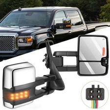 Pair For 99-02 Silverado Sierra Powerheated Led Signal Tow Side View Mirrors