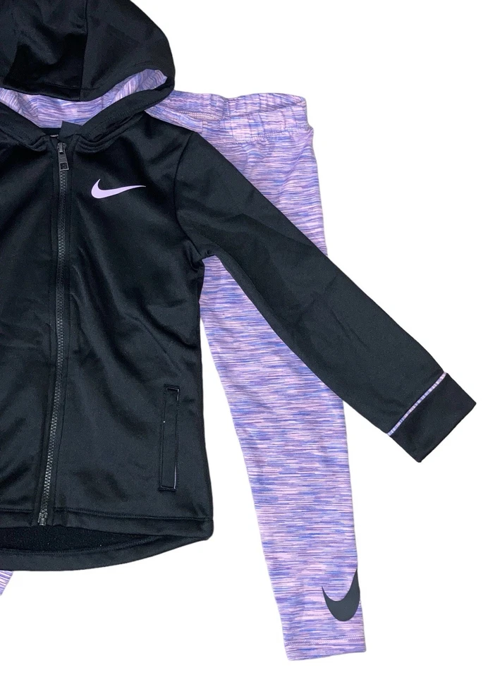 Conjunto Dri-FIT de 2 piezas Nike para niñas; chaqueta y leggings con cremallera completa - talla 6x Foto 3 de 4