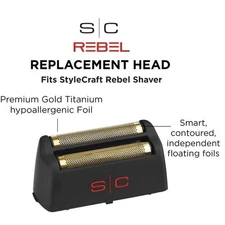 StyleCraft Replacement Gold Titanium Foil Head For The Rebel Shaver SC515G NEW