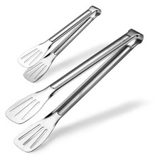 7-14" Stainless Steel Kitchen Anti-Heat Tongs Buffet Cooking & Serving BBQ Salad