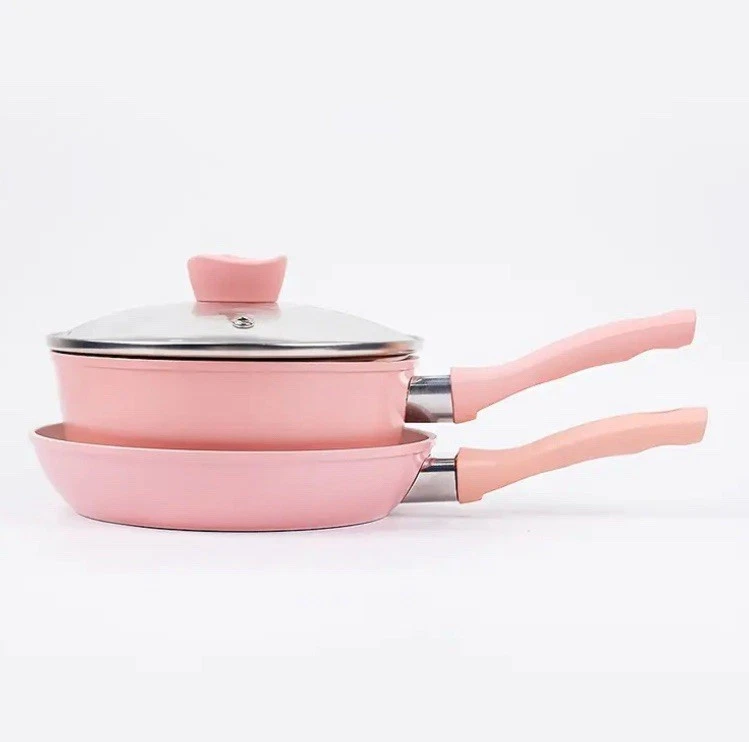 3pcs None Stick High Quality Pink Cooking Pot Set, Stockpot & Frying Pan
Opens in a new window or ta