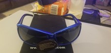 Brand New Unbranded SunGlasses UV400 BLUE Frame, Black Lense Wrap Around TYPE.