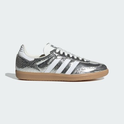 Adidas Samba OG ''Cracked Silver Metallic  Colorway Size 6 JR0035 *Damaged Box*