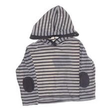 Hessnatur, Kapuzenpullover, Größe: 98/104, Grau/Weiß, Baumwolle, Streifen #78u