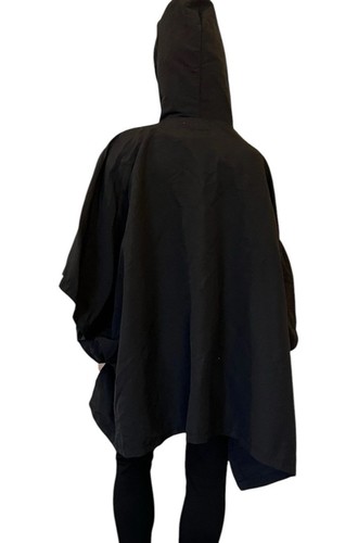 Fiorucci Safety Jeans Italy Black Hooded Poncho w/Lace-Up Detail Sz L 100% Nylon - Picture 7 of 13