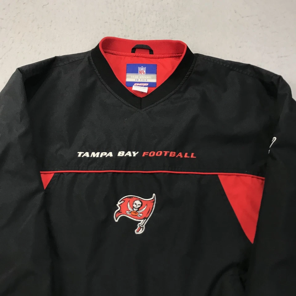 VINTAGE Tampa Bay Buccaneers Jacket Mens Large Black Reebok Windbreaker Pullover - Image 2 of 4