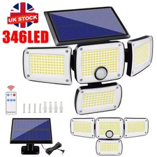 346 LED Solar Power Motion Sensor Wall Light Outdoor Garden Security Flood Lamp