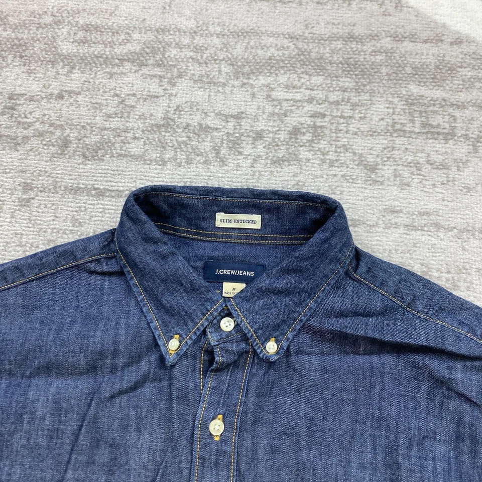 Camisa J Crew Denim Abotonada Mediana Azul Exterior Vestido Preppy Algodón Informal Para Hombres Foto 3 de 4